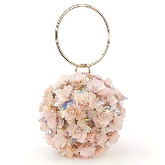 Mini ELEGANT Sequin Flower Round Evening Bag - Picture 4 of 7